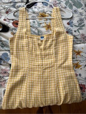 Old Navy Yellow Gingham Sleeveless Mini Dress XS Cottagecore Picnic